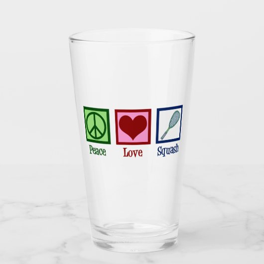 Peace Love Squash Racquet Sports Glas (Voorkant)