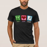 Peace Love Squash Racquet Sports T-shirt<br><div class="desc">Peace Love Squash-cadeau voor een speler van de sport,  met een vredesbord,  hart en racket.</div>