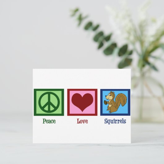 Peace Love Squirrels Briefkaart (Staand voorkant)