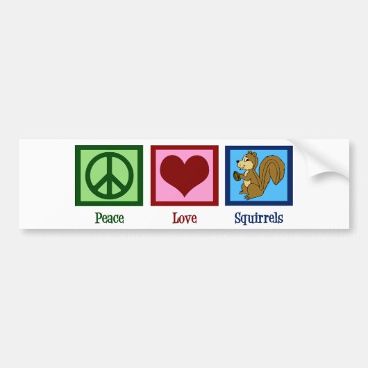 Peace Love Squirrels Bumpersticker (Voorkant)