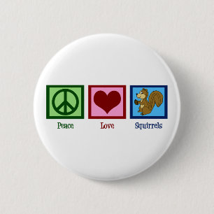 Peace Love Squirrels Ronde Button 5,7 Cm