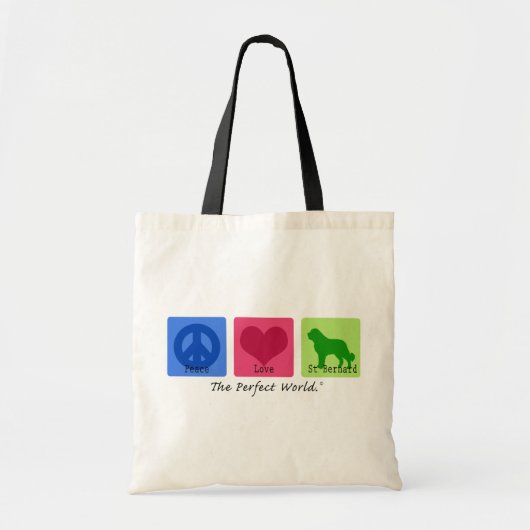 Peace Love St Bernard Tote Bag (Voorkant)