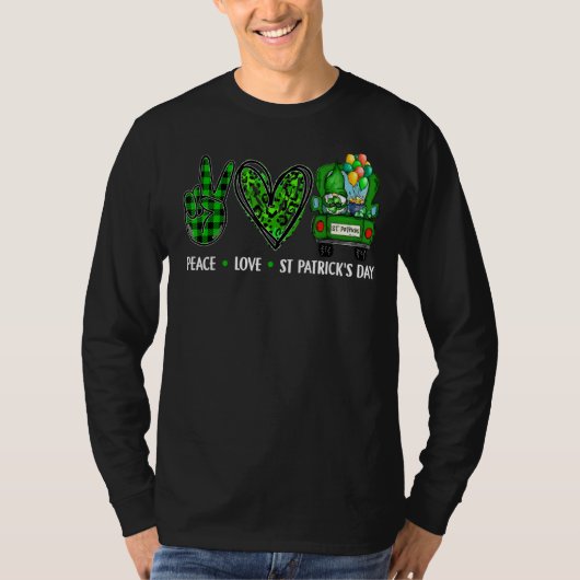 Peace Love St Patricks Day Irish Lucky C Shamrock T-shirt (Voorkant)