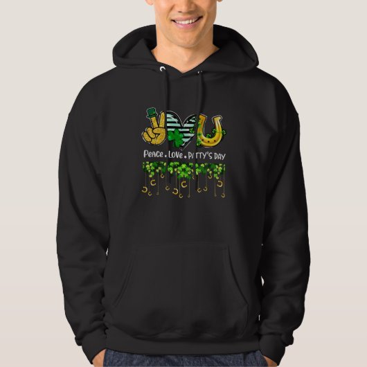 Peace Love St Patricks day Shamrock Heart for wome Hoodie (Voorkant)