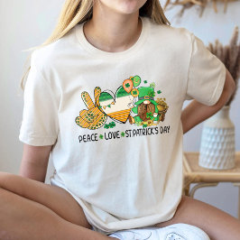 Peace Love St. Patricks Day Shirt, Shamrock leaf T-shirt