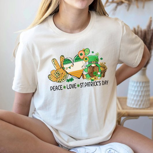 Peace Love St. Patricks Day Shirt, Shamrock leaf T-shirt