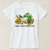 Peace Love St. Patricks Day Shirt, Shamrock leaf T-shirt (Design voorkant)