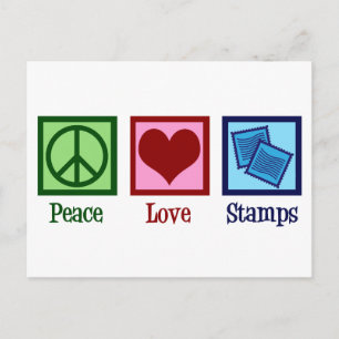 Peace Love Stamps Briefkaart