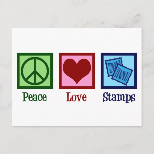 Peace Love Stamps Briefkaart (Voorkant)