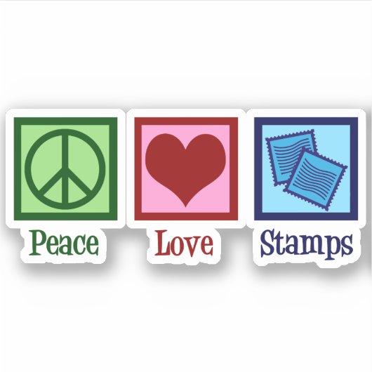 Peace Love Stamps | Stempelverzamelaar Sticker (Voorkant)
