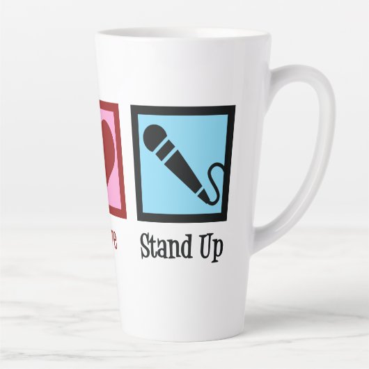 Peace Love stand-up Comedy Latte Mok (Rechts)