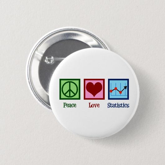 Peace Love Statistics Ronde Button 5,7 Cm (Voorkant /achterkant)
