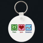 Peace Love Statistics Sleutelhanger<br><div class="desc">Peace Love Statistics Gift. Een cool statistisch ontwerp met een vredesteken,  hart en een grafiek met statistische gegevens voor een statisticus.</div>