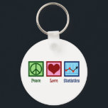 Peace Love Statistics Sleutelhanger<br><div class="desc">Peace Love Statistics Gift. Een cool statistisch ontwerp met een vredesteken,  hart en een grafiek met statistische gegevens voor een statisticus.</div>
