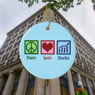 Peace Love Stocks Blue Stock Market Broker Keramisch Ornament