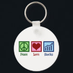 Peace Love Stocks Sleutelhanger<br><div class="desc">Peace Love Stocks. Een cool beursgeschenk voor een effectenmakelaar die werkt in financiële aandelen en obligaties.</div>
