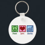 Peace Love Stocks Sleutelhanger<br><div class="desc">Peace Love Stocks. Een cool beursgeschenk voor een effectenmakelaar die werkt in financiële aandelen en obligaties.</div>