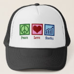 Peace Love Stocks Trucker Pet<br><div class="desc">Peace Love Stocks. Een cool beursgeschenk voor een effectenmakelaar die werkt in financiële aandelen en obligaties.</div>
