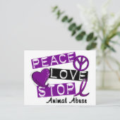 PEACE LOVE STOP Animal Misbruik Briefkaart (Staand voorkant)