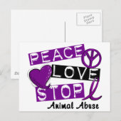 PEACE LOVE STOP Animal Misbruik Briefkaart (Voorkant / Achterkant)