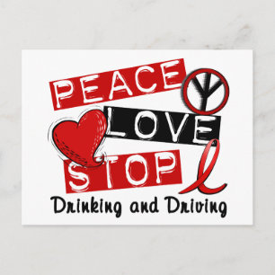 Peace Love Stop met Drink en rijden Briefkaart