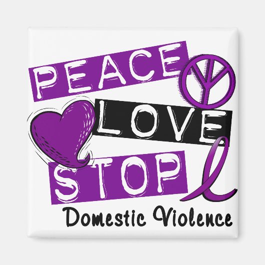 PEACE LOVE STOP T-Shirts: huiselijk geweld Magneet (Voorkant)