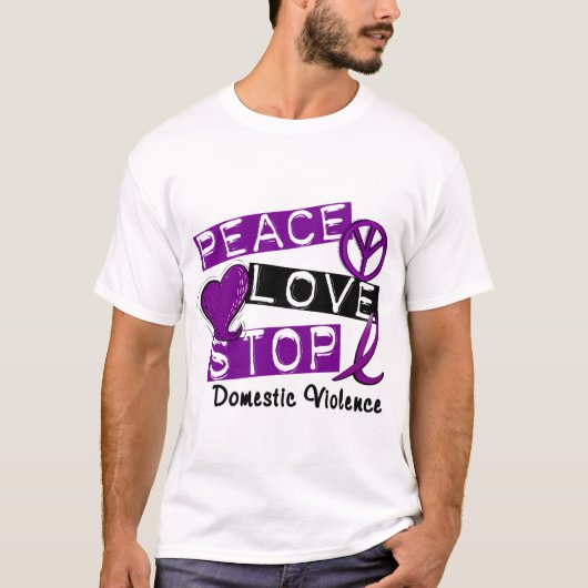 PEACE LOVE STOP T-Shirts: huiselijk geweld T-shirt (Voorkant)