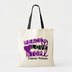 PEACE LOVE STOP T-Shirts: huiselijk geweld Tote Bag