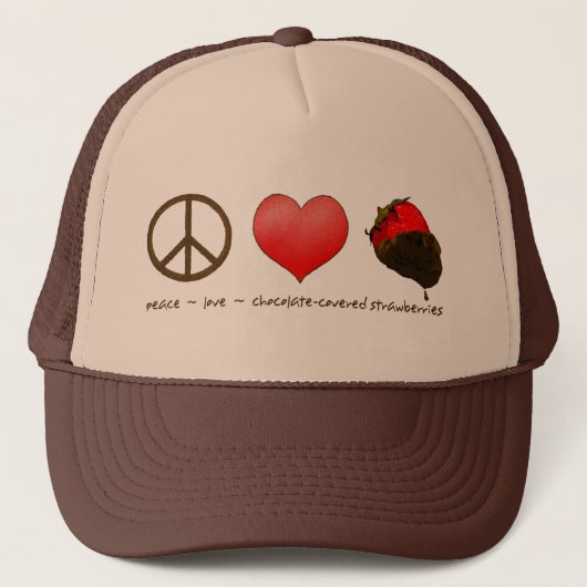 Peace Love Strawberries Trucker Pet (Voorkant)