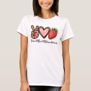 Peace Love Strawberry Farmer Strawberries Lover T-shirt