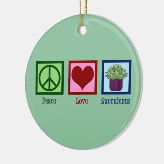 Peace Love Succulents Keramisch Ornament (Links)