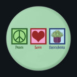 Peace Love Succulents Magneet<br><div class="desc">Peace Love Succulents. Een leuk,  sappig plant minnaar cadeau met een  vredesteken,  hart en cool sappig plant.</div>