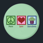 Peace Love Succulents Magneet<br><div class="desc">Peace Love Succulents. Een leuk,  sappig plant minnaar cadeau met een  vredesteken,  hart en cool sappig plant.</div>