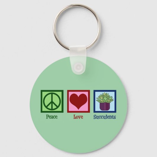 Peace Love Succulents Sleutelhanger (Voorkant)