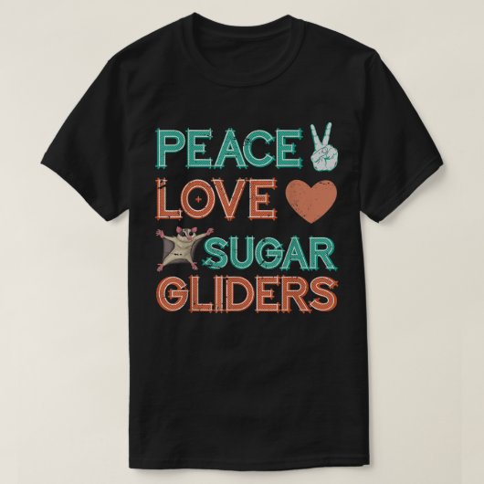 Peace Love Sugar Glider T-shirt (Design voorkant)
