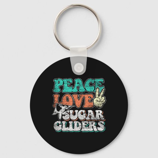 Peace Love Sugar Gliders Sleutelhanger (Voorkant)