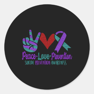 Peace Love Suicide Prevention Awareness Blauwgroen Ronde Sticker