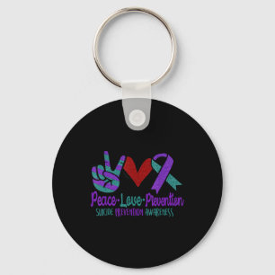 Peace Love Suicide Prevention Awareness Blauwgroen Sleutelhanger