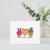 Peace Love Summer Cool T Shirt Briefkaart (Staand voorkant)