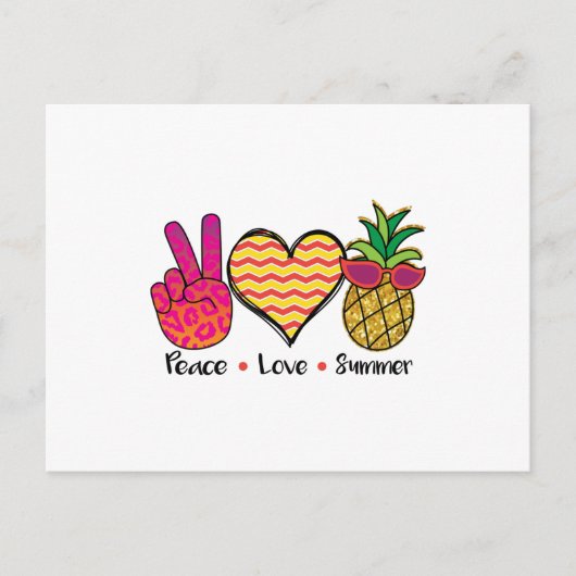 Peace Love Summer Cool T Shirt Briefkaart (Voorkant)