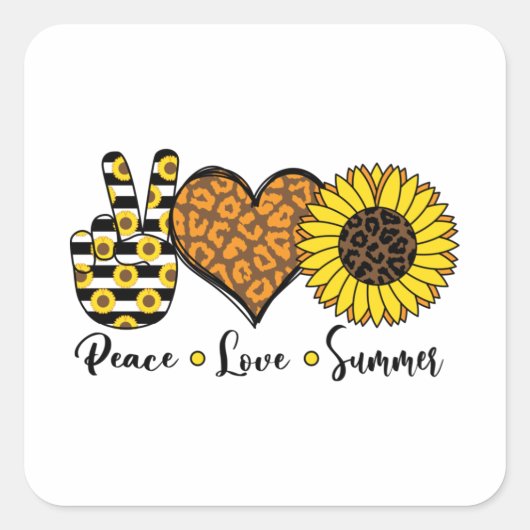 Peace Love Summer Cool T Shirt Vierkante Sticker (Voorkant)