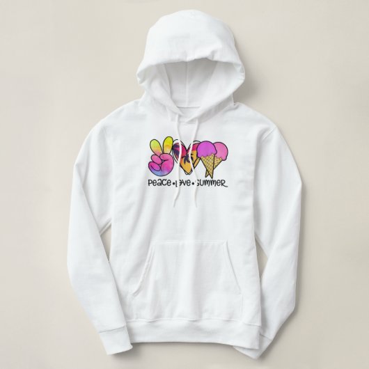 Peace Love Summer Ice Cream Beach Vacation Hoodie (Design voorkant)