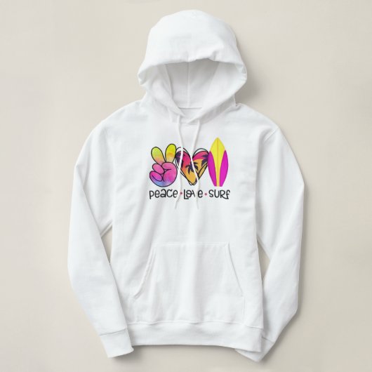 Peace Love Summer Surf Retro Vacation Hoodie (Design voorkant)