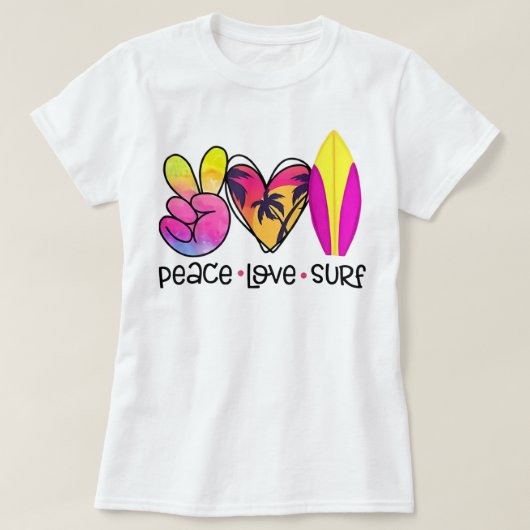 Peace Love Summer Surf Retro Vacation T-shirt (Design voorkant)