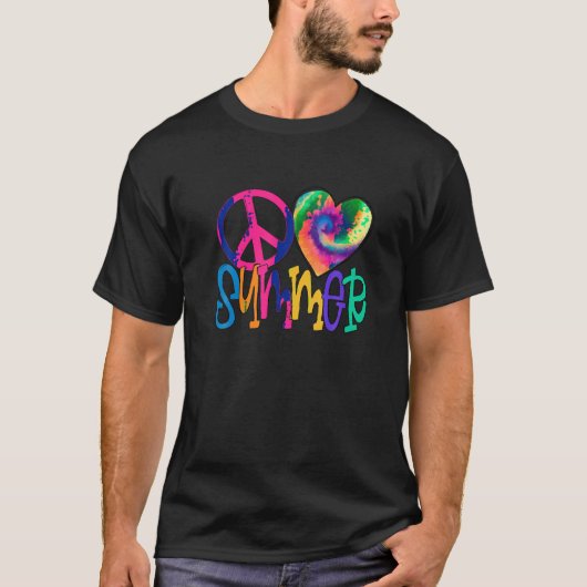 Peace Love Summer Vibes Beach Vacay Summertime Dye T-shirt (Voorkant)