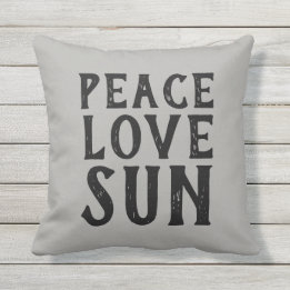 PEACE LOVE SUN-typografie | Buitenkussen