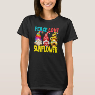 Peace Love Sunflower Gnoms for Women Gardening T-shirt