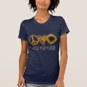 Peace Love Sunshine Gold Glitter Flower T-shirt (Voorkant)