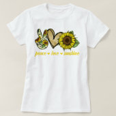 Peace Love Sunshine Gold Heart Sunflower T-shirt (Design voorkant)