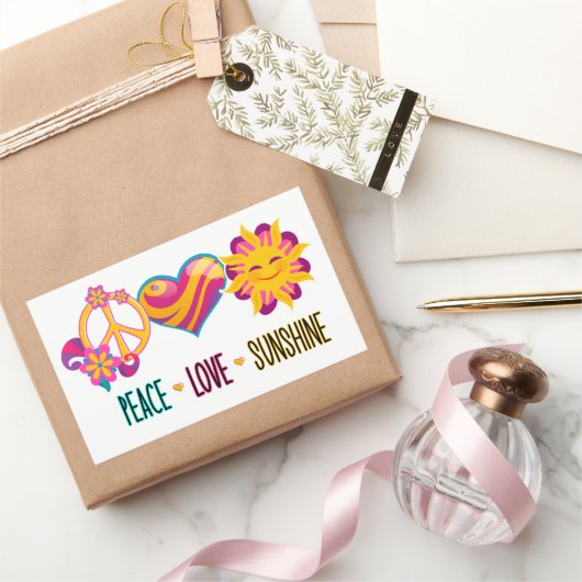 Peace Love Sunshine Rechthoekige Sticker (Geschenken)